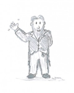 Cartoon Brahms waving