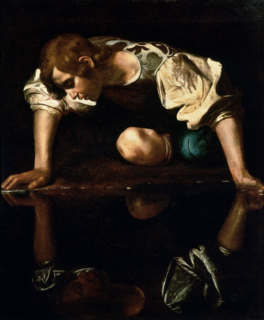 Caravaggio's 'Narcissus', gazing at his reflection in the water