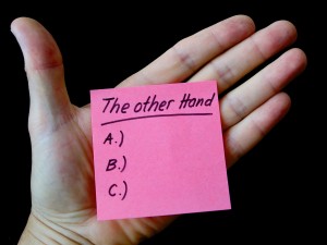 'The other hand' sticky note