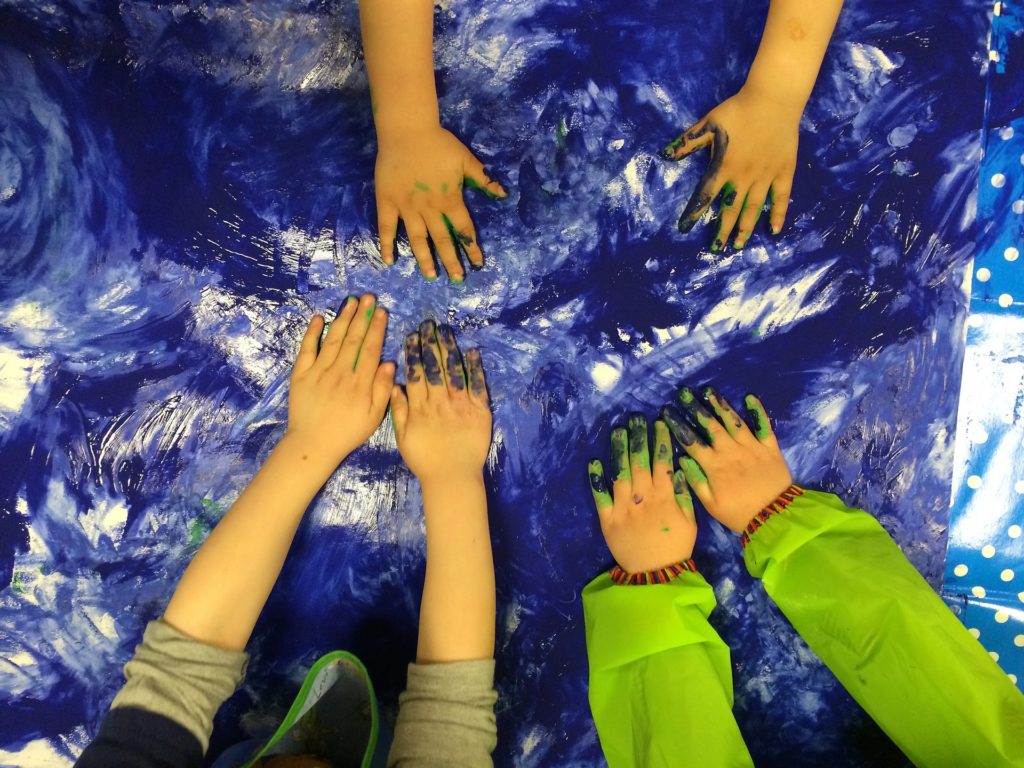 Children's hands on painting project