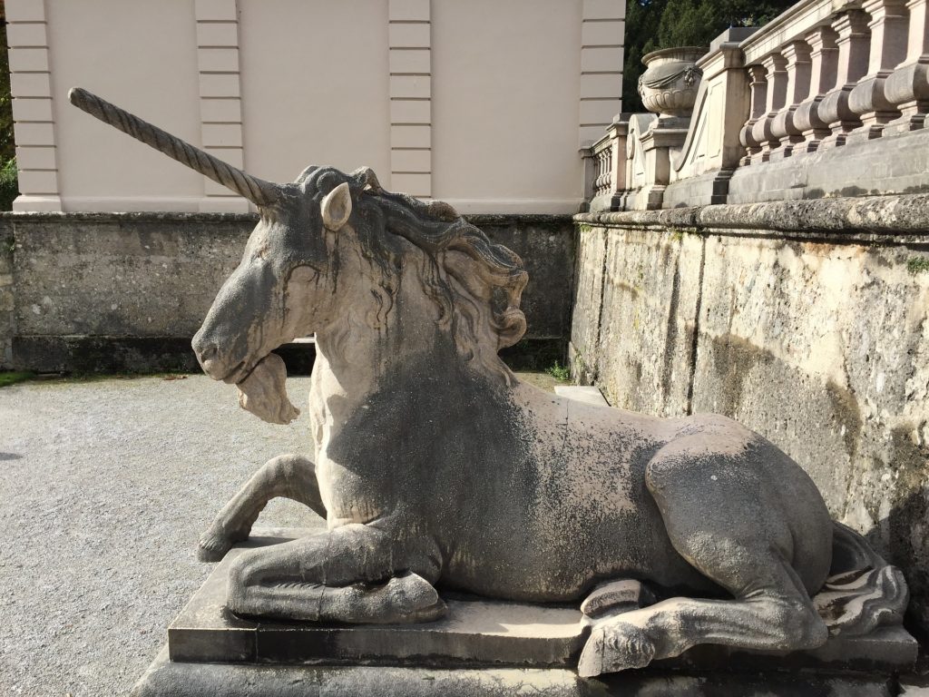 Stone statue of a unicorn, photo taken in Salzburg