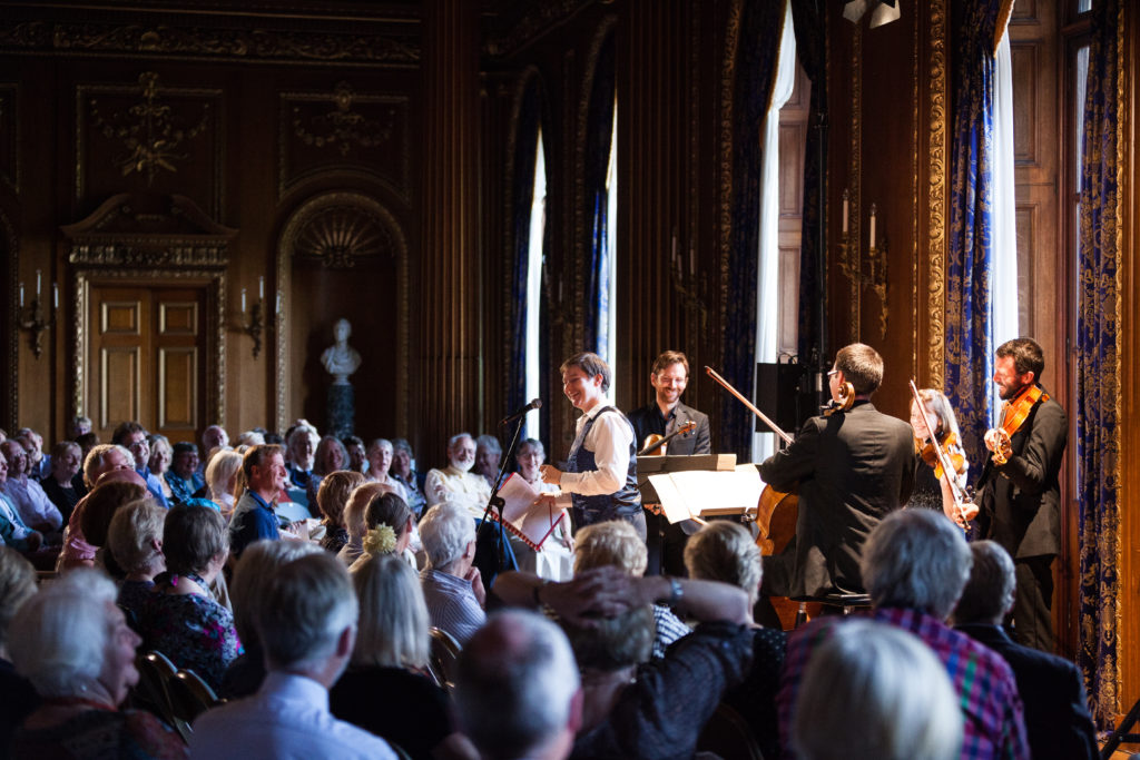 Katy, her waistcoat and the Heath Quartet at Ryedale, 2016